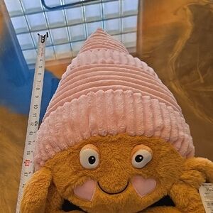 Pink and Yellow Stuffed Animal Plushy Hermit Crab with Googly Eyes